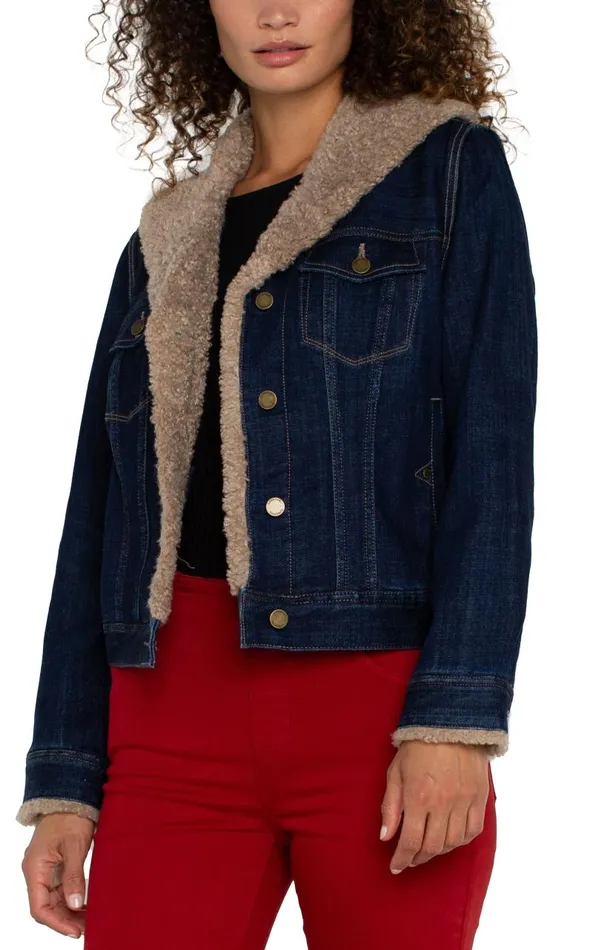 Liverpool Los Angeles Jackets SHERPA COLLAR TRUCKER JACKET Rinse 8211 Womens