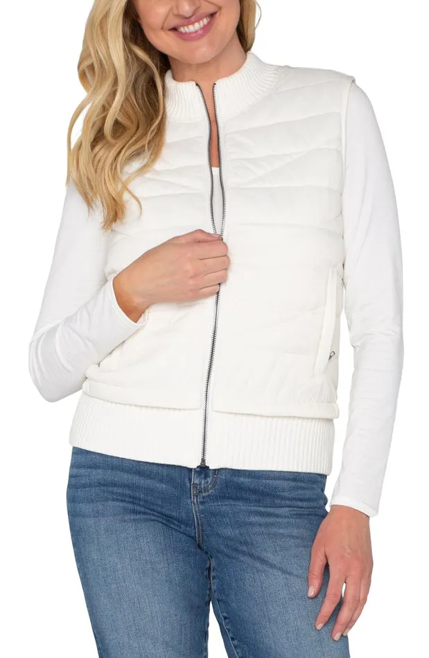 Liverpool Los Angeles Jackets SLEEVELESS QUILTED FULL ZIP SWEATER VEST Porcelain 8211 Womens