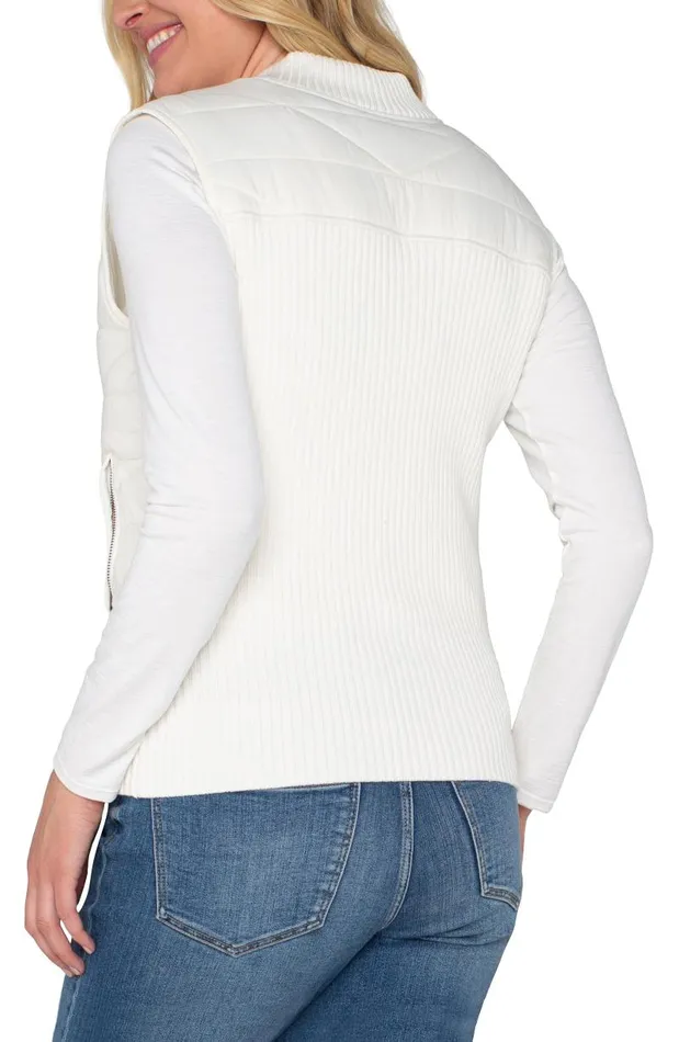 Liverpool Los Angeles Jackets SLEEVELESS QUILTED FULL ZIP SWEATER VEST Porcelain 8211 Womens
