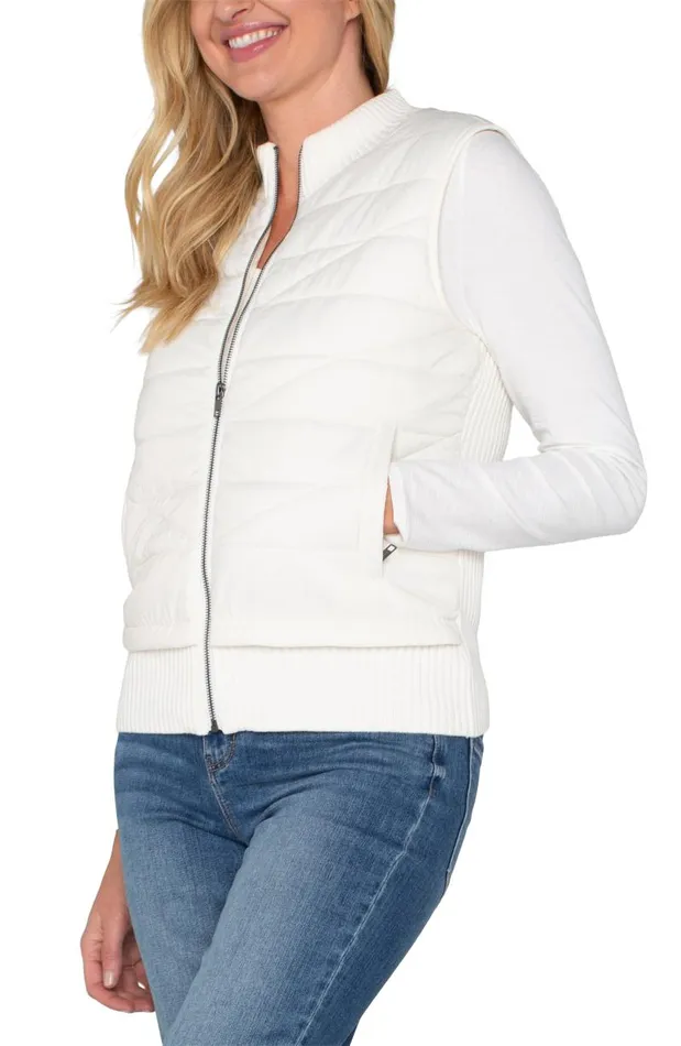 Liverpool Los Angeles Jackets SLEEVELESS QUILTED FULL ZIP SWEATER VEST Porcelain 8211 Womens