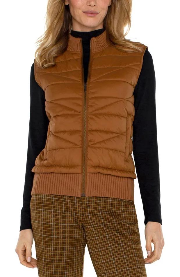 Liverpool Los Angeles Jackets SLEEVELESS QUILTED FULL ZIP SWEATER VEST Turmeric 8211 Womens