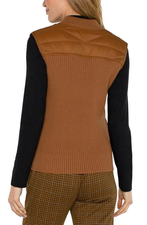 Liverpool Los Angeles Jackets SLEEVELESS QUILTED FULL ZIP SWEATER VEST Turmeric 8211 Womens
