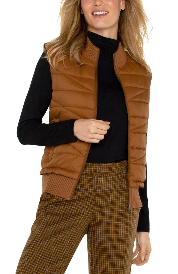 Liverpool Los Angeles Jackets SLEEVELESS QUILTED FULL ZIP SWEATER VEST Turmeric 8211 Womens