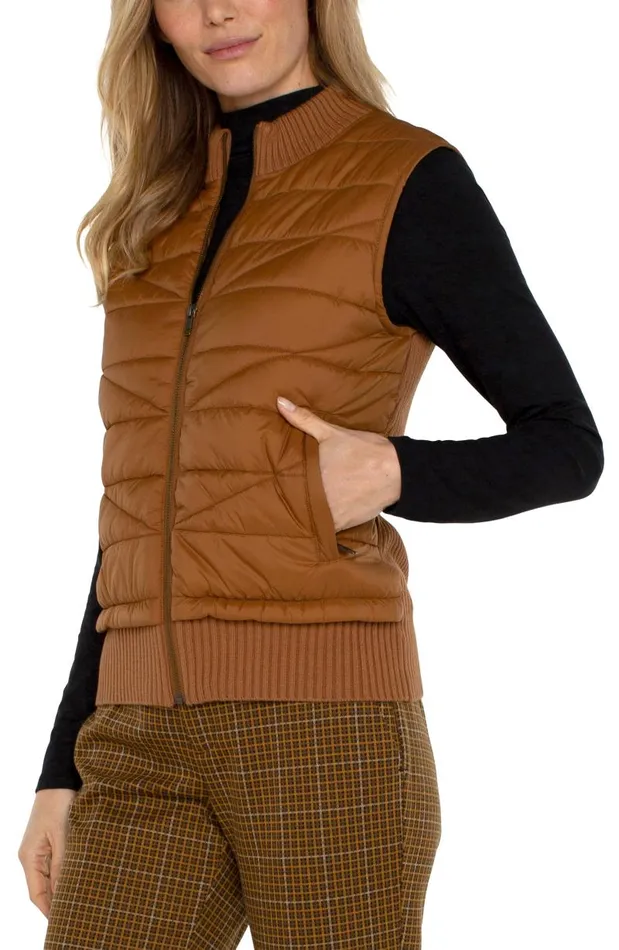 Liverpool Los Angeles Jackets SLEEVELESS QUILTED FULL ZIP SWEATER VEST Turmeric 8211 Womens