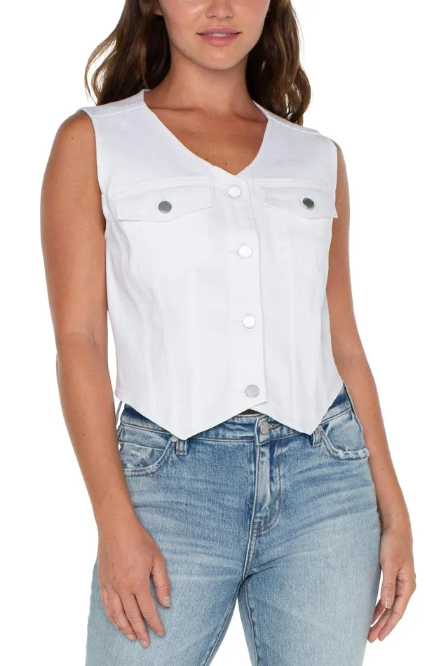 Liverpool Los Angeles Jackets TRUCKER VEST Bright White 8211 Womens
