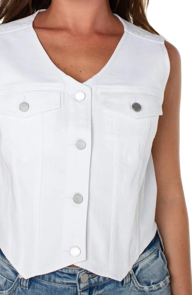 Liverpool Los Angeles Jackets TRUCKER VEST Bright White 8211 Womens