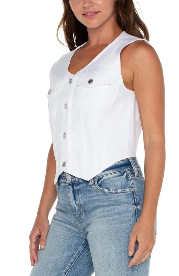Liverpool Los Angeles Jackets TRUCKER VEST Bright White 8211 Womens