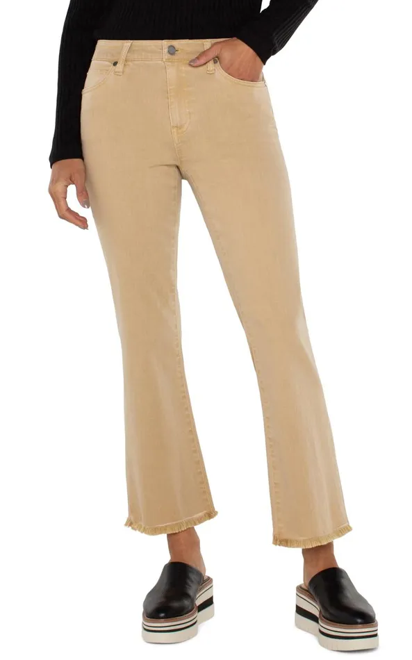 Liverpool Los Angeles Jeans HANNAH CROP FLARE WITH FRAY HEM Hayseed Tan 8211 Womens
