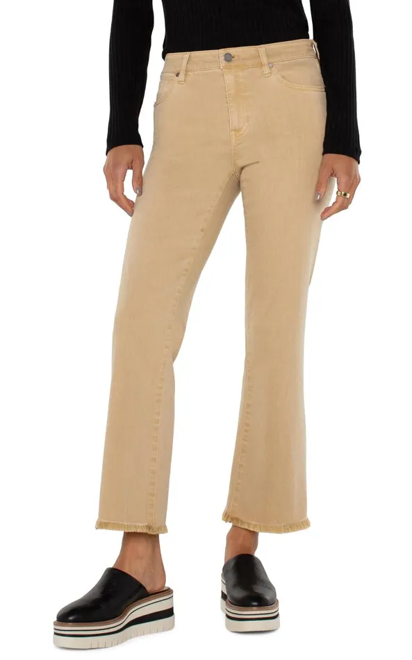 Liverpool Los Angeles Jeans HANNAH CROP FLARE WITH FRAY HEM Hayseed Tan 8211 Womens