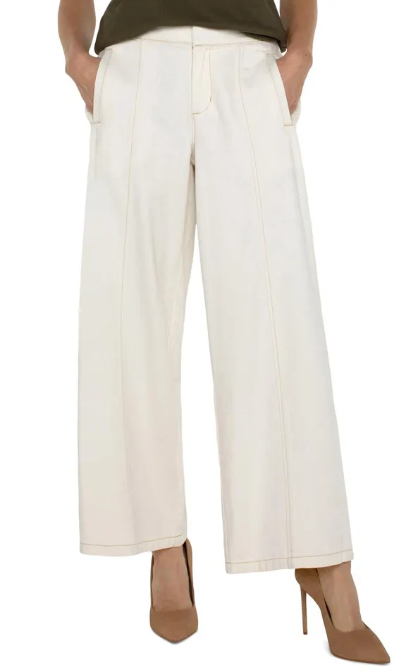 Liverpool Los Angeles Jeans WIDE LEG TROUSER WITH ELASTIC WAISTBAND Antique Ecru 8211 Womens