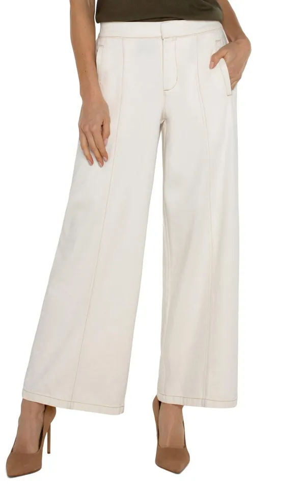 Liverpool Los Angeles Jeans WIDE LEG TROUSER WITH ELASTIC WAISTBAND Antique Ecru 8211 Womens