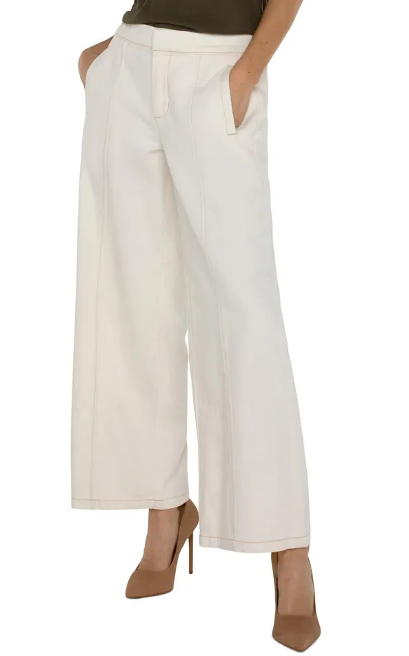 Liverpool Los Angeles Jeans WIDE LEG TROUSER WITH ELASTIC WAISTBAND Antique Ecru 8211 Womens