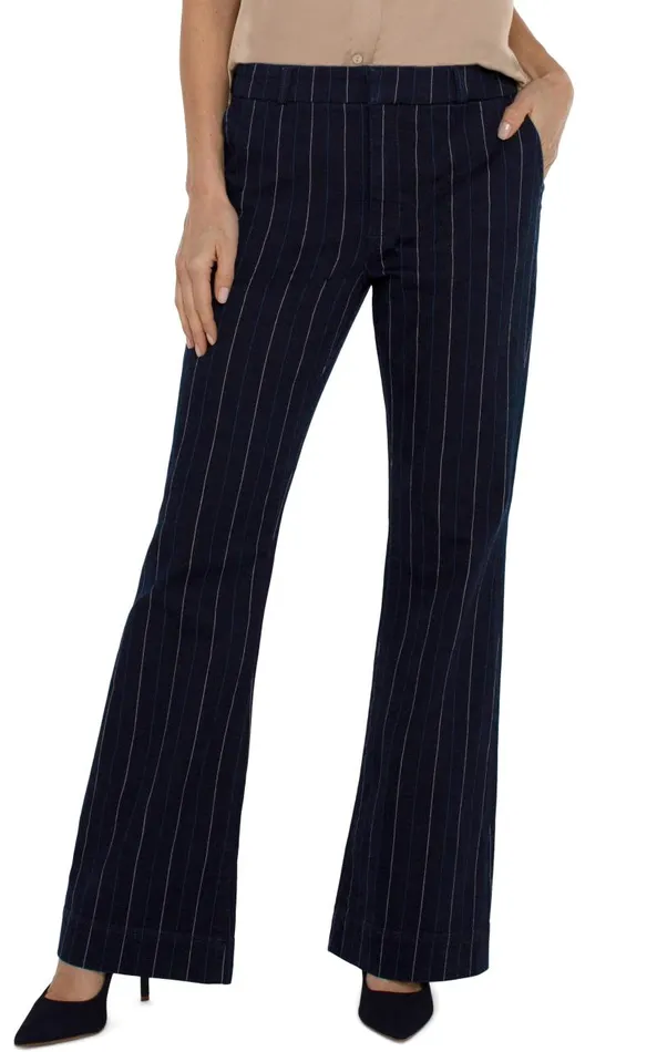 Liverpool Los Angeles Pants TROUSER FLARE Lapis Indigo Stripe 8211 Womens