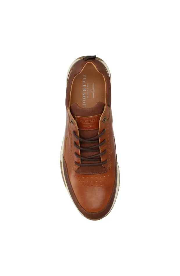 Liverpool Los Angeles Sneakers BENNET LEATHER TEXTURED SNEAKER Cognac 8211 Mens