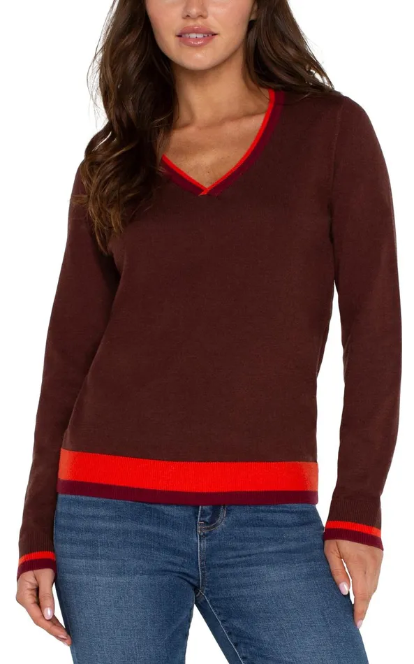 Liverpool Los Angeles Sweaters LONG SLEEVE COLORBLOCK SWEATER Retro Brown Multi 8211 Womens Liverpool Los Angeles Sweaters LONG SLEEVE COLORBLOCK SWEATER Retro Brown Multi 8211 Womens