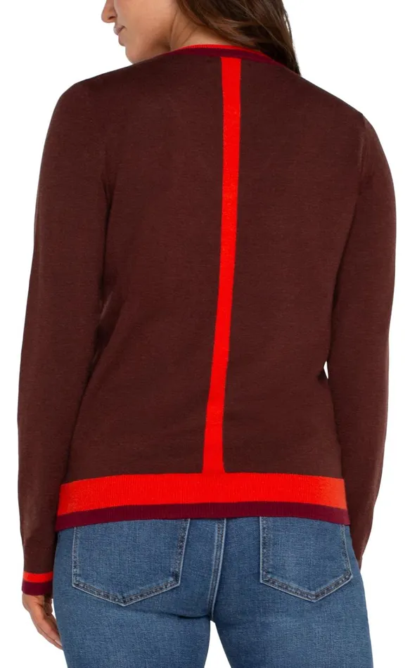 Liverpool Los Angeles Sweaters LONG SLEEVE COLORBLOCK SWEATER Retro Brown Multi 8211 Womens