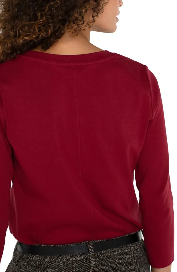 Liverpool Los Angeles Tees 34 SLEEVE SCOOP NECK KNIT TEE Pinot Noir 8211 Womens