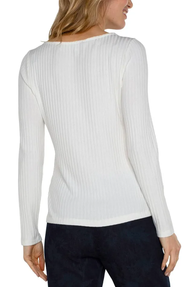 Liverpool Los Angeles Tees LONG SLEEVE BOAT NECK KNIT TOP Snow 8211 Womens