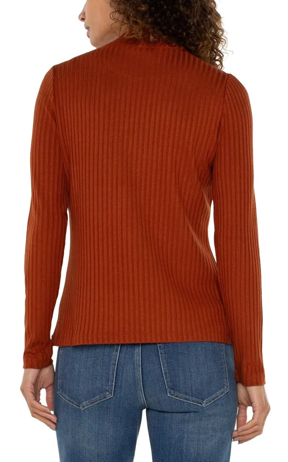 Liverpool Los Angeles Tees MOCK NECK LONG SLEEVE KNIT TOP Cedar 8211 Womens