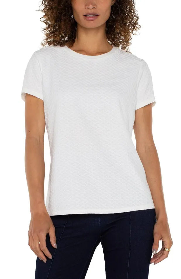 Liverpool Los Angeles Tees SHORT SLEEVE CREW NECK TEE WITH RIB TRIM White 8211 Womens