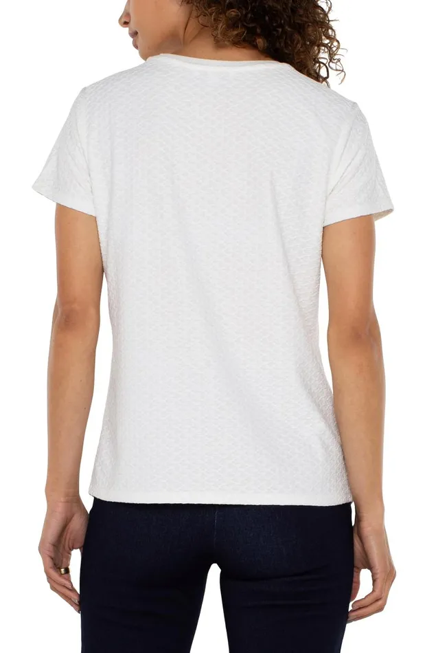 Liverpool Los Angeles Tees SHORT SLEEVE CREW NECK TEE WITH RIB TRIM White 8211 Womens