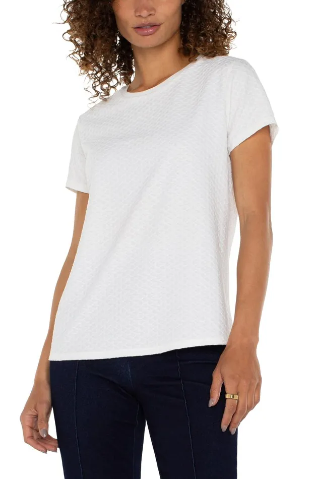 Liverpool Los Angeles Tees SHORT SLEEVE CREW NECK TEE WITH RIB TRIM White 8211 Womens