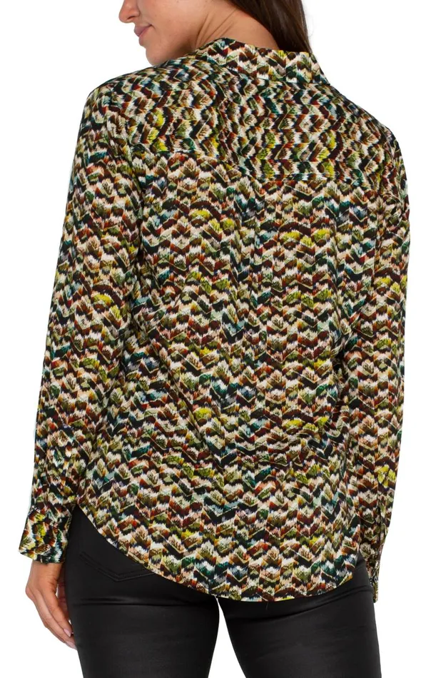 Liverpool Los Angeles Tops BUTTON UP WOVEN BLOUSE Tourmaline Multi 8211 Womens