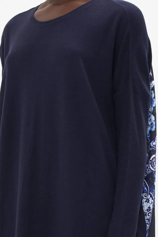 LONG SLEEVE JUMPER WITH PRINT BACK DELFT DYNASTY Delft Dynasty Womens Camilla Knitwear