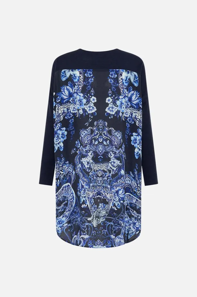 LONG SLEEVE JUMPER WITH PRINT BACK DELFT DYNASTY Delft Dynasty Womens Camilla Knitwear