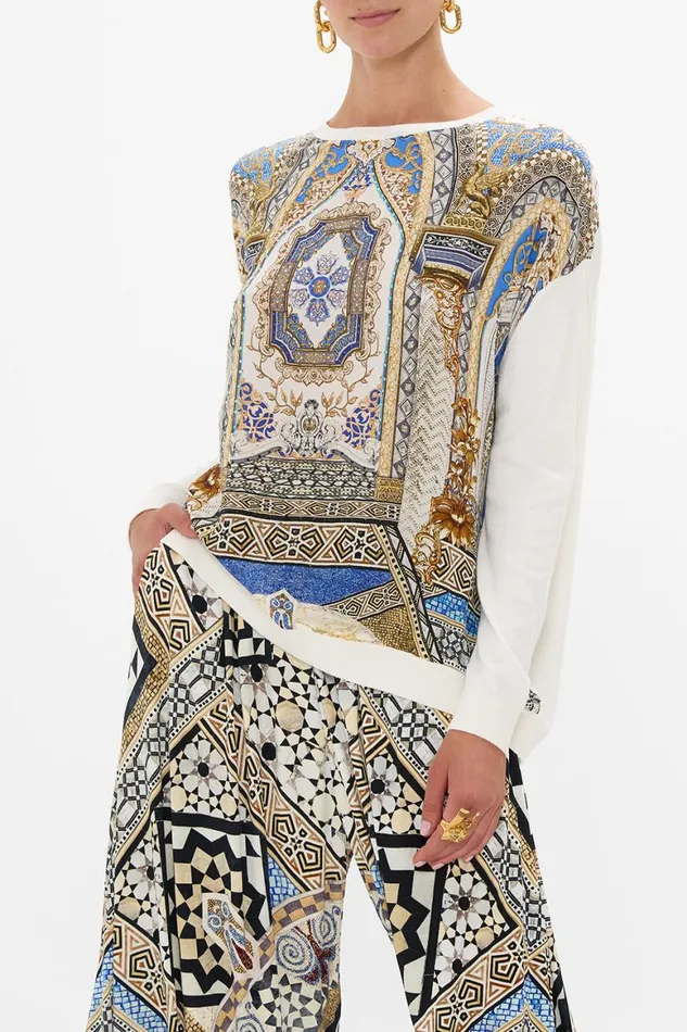 LONG SLEEVE JUMPER WITH PRINT FRONT MAKE ME YOUR MOSAIC Make Me Your Mosaic Womens Camilla Knitwear