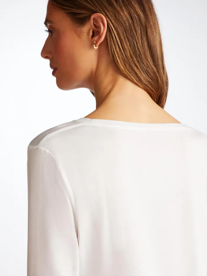 Long Sleeve TShirts Women Derek Rose Long Sleeve TShirt Lara Micro Modal Stretch White