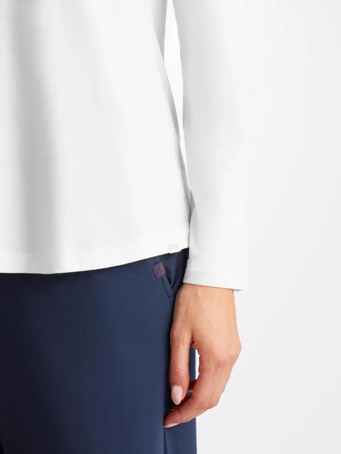 Long Sleeve TShirts Women Derek Rose Long Sleeve TShirt Lara Micro Modal Stretch White