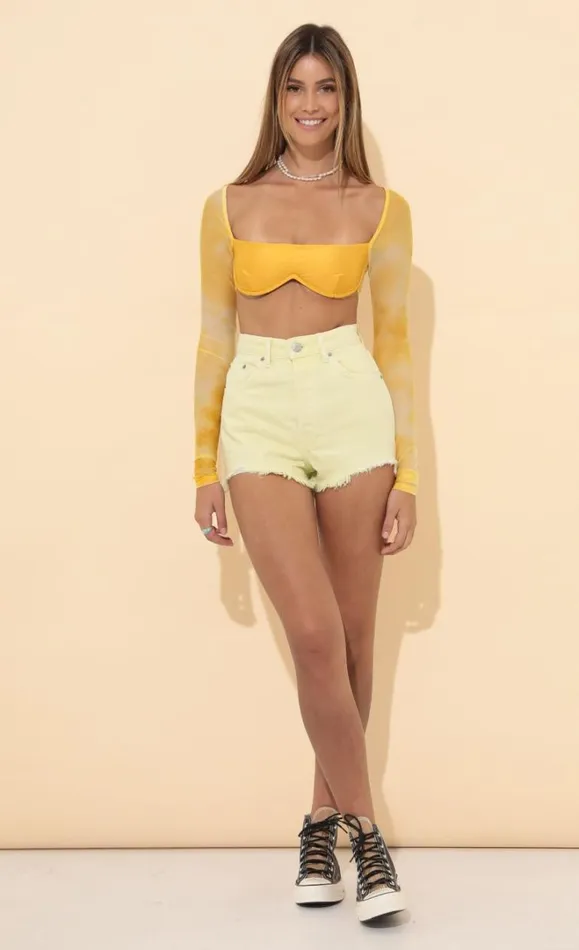 Long Sleeve Top Yellow Women LUCY IN THE SKY Tops Long Sleeve Top Yellow Women LUCY IN THE SKY Tops
