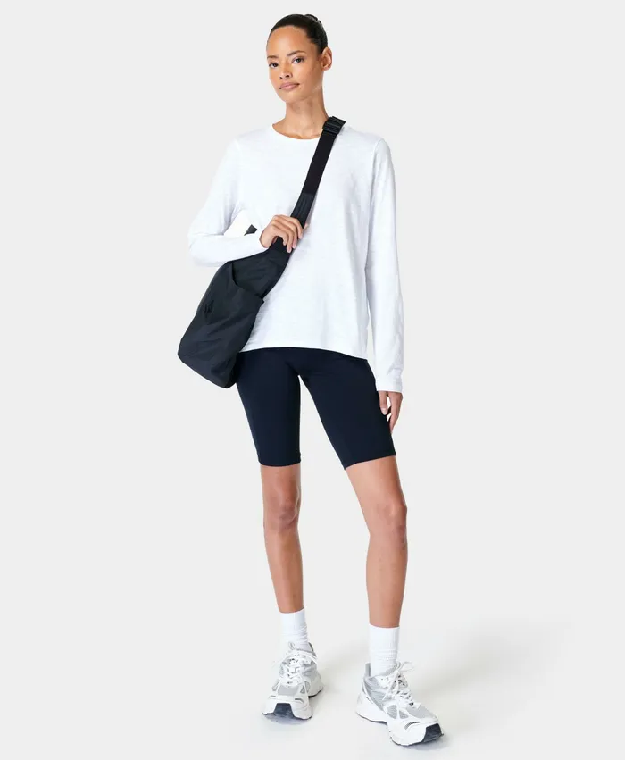 Long Sleeve Tops Sweaty Betty Women Refresh Crew Neck Long Sleeve Top White
