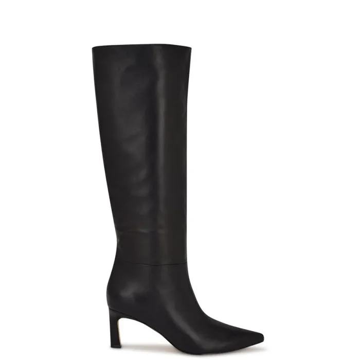 Lorthey Dress Boots Black Leather Women Nine West Boots and Booties