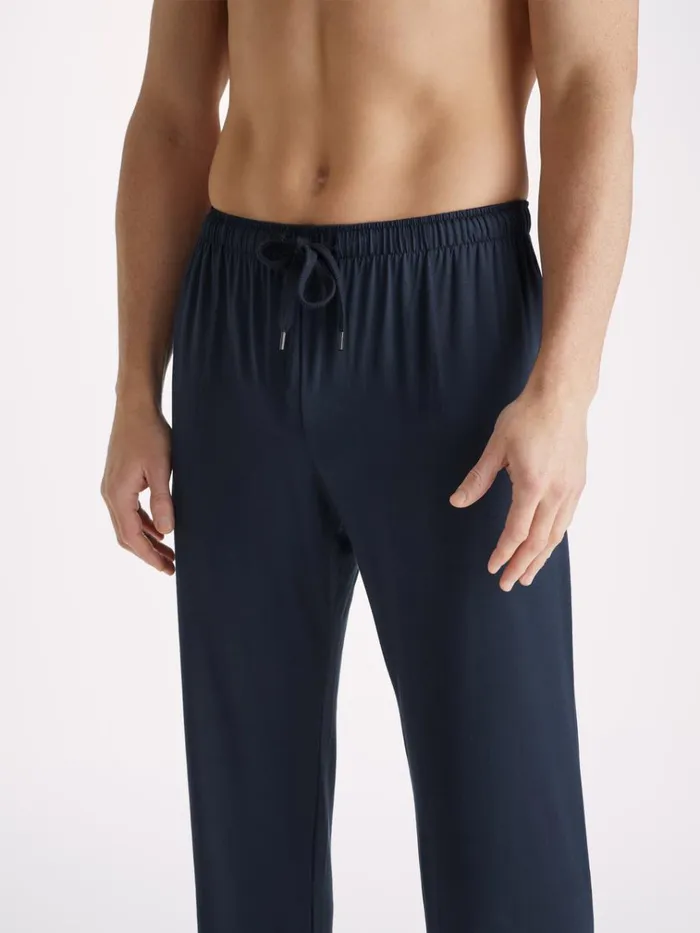 Lounge Pants Men Derek Rose Lounge Pants Basel Micro Modal Stretch Navy