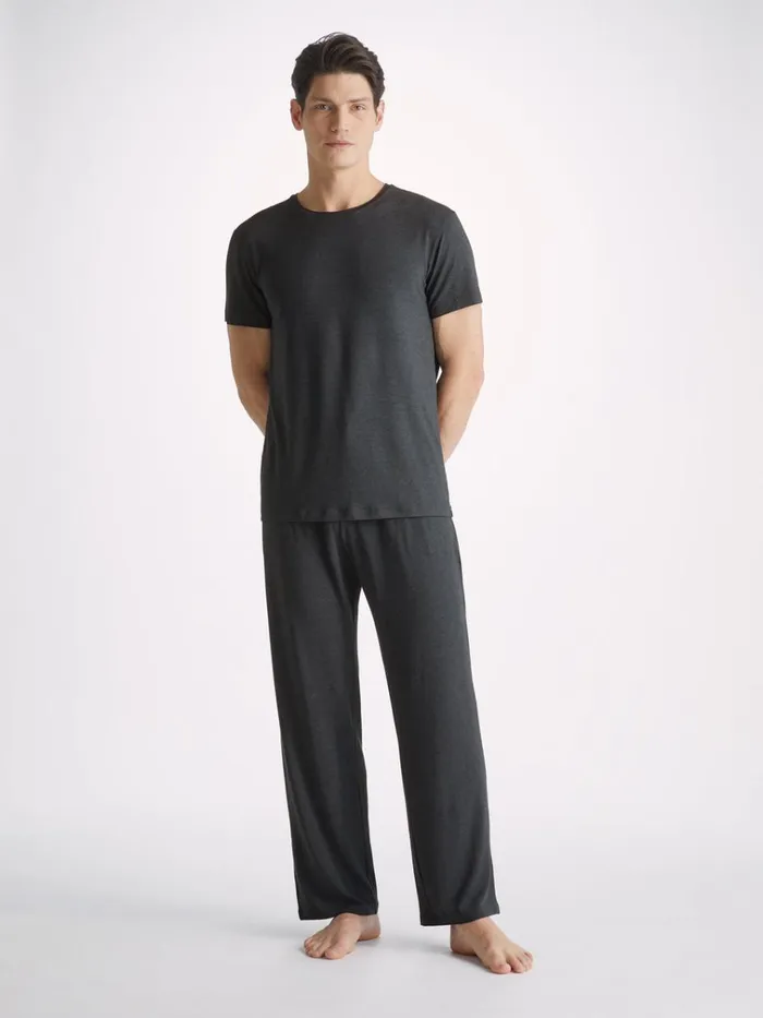 Lounge Pants Men Derek Rose Lounge Pants Marlowe Micro Modal Stretch Anthracite