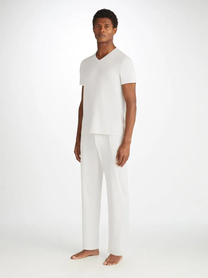 Lounge Pants Men Derek Rose Lounge Trousers Basel Micro Modal Stretch White