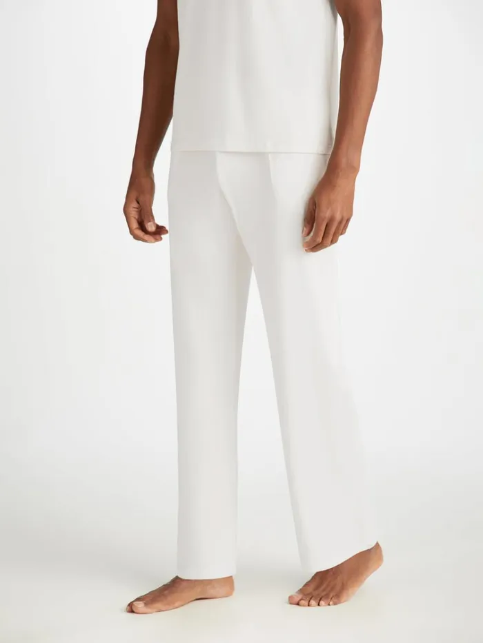 Lounge Pants Men Derek Rose Lounge Trousers Basel Micro Modal Stretch White