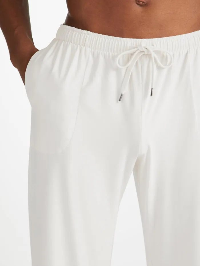 Lounge Pants Men Derek Rose Lounge Trousers Basel Micro Modal Stretch White