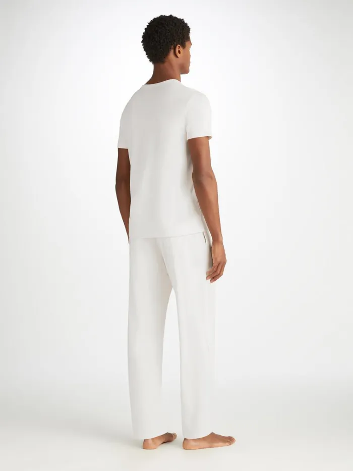 Lounge Pants Men Derek Rose Lounge Trousers Basel Micro Modal Stretch White