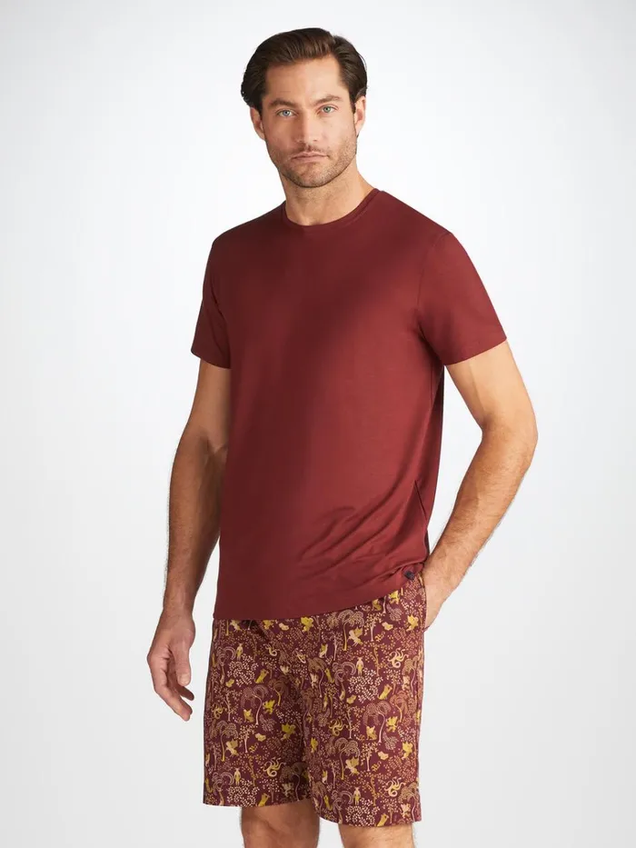 Lounge Shorts Men Derek Rose Lounge Shorts Ledbury 74 Cotton Batiste Burgundy