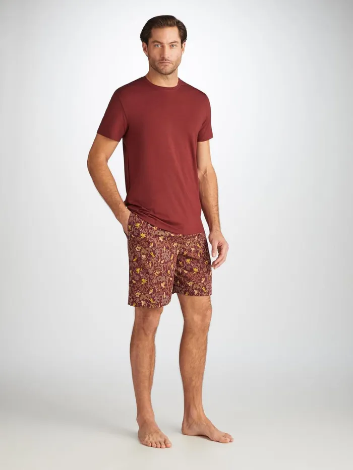 Lounge Shorts Men Derek Rose Lounge Shorts Ledbury 74 Cotton Batiste Burgundy