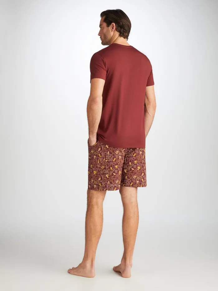 Lounge Shorts Men Derek Rose Lounge Shorts Ledbury 74 Cotton Batiste Burgundy