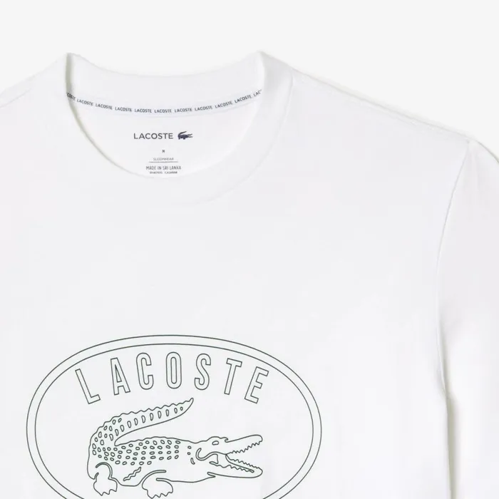 Loungewear and Pajamas Men Lacoste Men039s Pajama Set With Contrast Logo Print Pants White Green 737