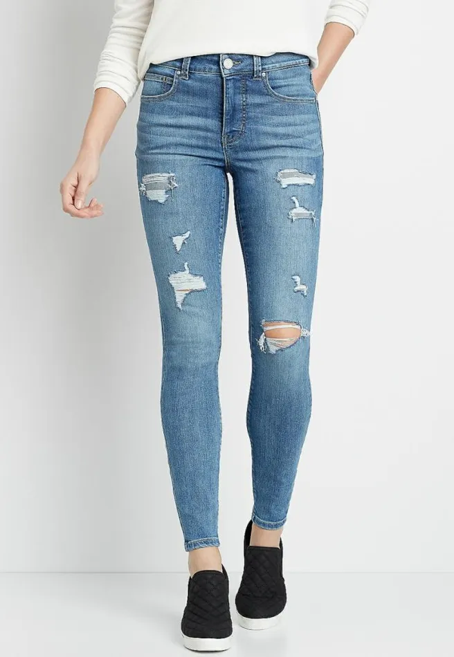 M Jeans By Maurices Everflex Super Skinny High Rise Stretch Ripped Jean Women Maurices Jeans