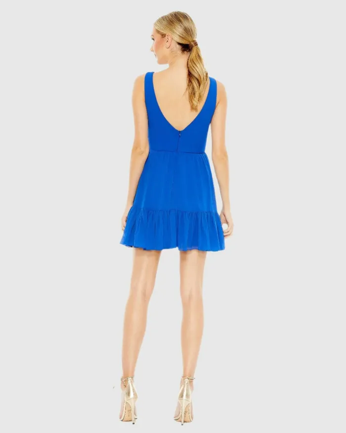 Mac Duggal Daytime Dresses Women Tiered Ruffle Fit and Flare Mini Dress Royal Blue Mac Duggal Daytime Dresses Women Tiered Ruffle Fit and Flare Mini Dress Royal Blue