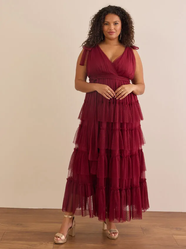 Madeline Clip Dot Tulle Maxi Dress Black Women Altar039d State Dresses