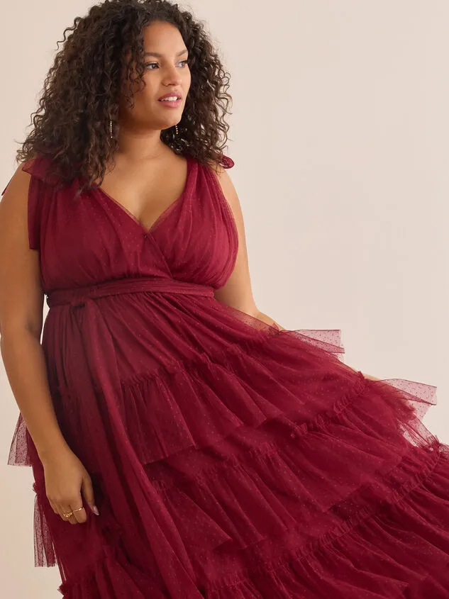 Madeline Clip Dot Tulle Maxi Dress Black Women Altar039d State Dresses
