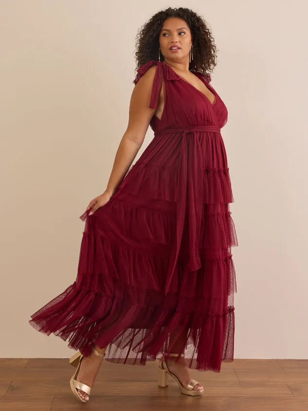 Madeline Clip Dot Tulle Maxi Dress Black Women Altar039d State Dresses